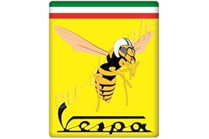 EU-DECALS - MIOVESPA COLLECTION MioVespa Collection 3D Domed Sticker for Front (Horncasting) Badge of Your Vespa with Mio Vespa Logo on Yellow and Italian Flag