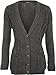 Womens Cable Knitted Button Cardigan Long Sleeve Ladies Boyfriend Top - Dark Grey 12/14