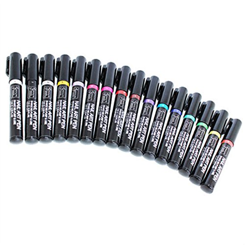 16 Farben Nagel Kunst Feder Nageldesign Stift DIY für Nail Art Salon Beauty 1 Stück - 2
