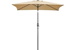 Yaheetech Sombra Amplia Rectangular 227 cm con Ajuste Solar, para Jardín, Terraza, Balcón, Playa - Incluye Manivela, Resistente al Viento, Fácil Instalación Tan