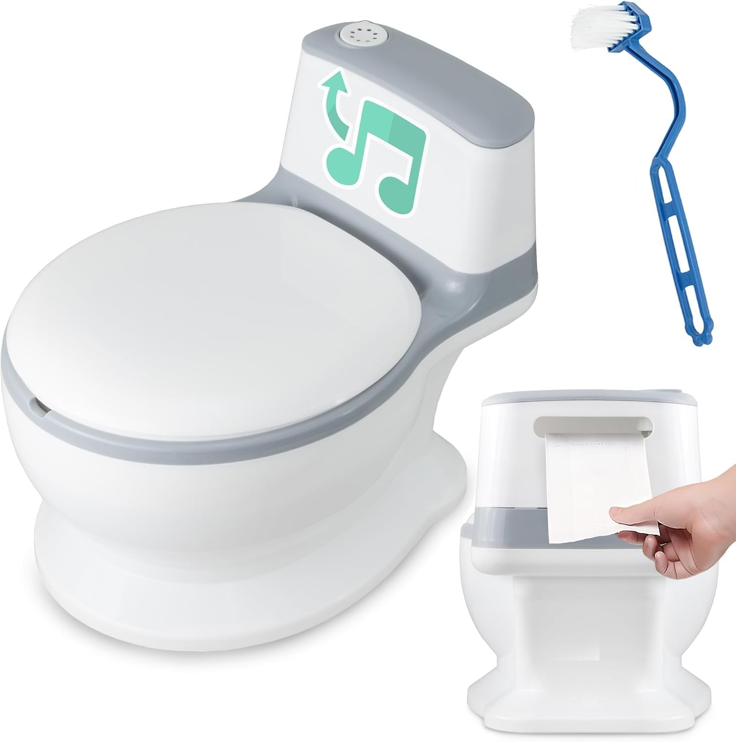 ALMAR Baby Orinal portátil con forma de wc para niños, con sonido de descarga de cadena, y portarrollos integrado fomenta el aprendizaje de tus hijos para ir al baño de forma divertida