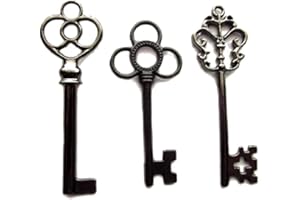 Makhry Confezione Mista di 30 Chiavi Vintage Skeleton in Gunblack Confezione da 30 Chiavi (Gunblack)