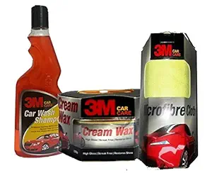 3M Combo of Cream Wax, Microfiber Cloth and Car Shampoo (500 ml)