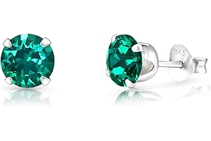 DTPsilver® Boucles/Clous d'Oreilles en Argent Fin 925 et Cristaux de Swarovski® Elements Ronds - Diamètre: 6 mm
