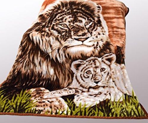 Wild Animal Tiger Cub Print Blanket , TV, Cabin, Couch,Plush,Warm, Bedcover Throw , Full Queen, 75"Wx90"H , Silky Mink Cozy, For Girls,Boys, Kids,Men,Women