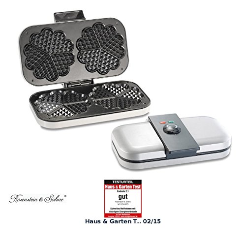 Rosenstein & Söhne Waffeleisen für 2 Herzwaffeln, 1.300 Watt