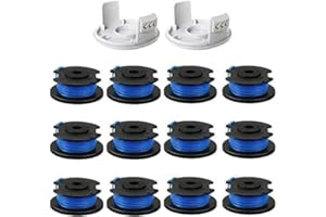 SYWAN 14 Stück Rasentrimmer Ersatzspule 0,2 cm 18 Volt 24 V 40 V, kompatibel mit Ryobi One+ AC14RL3A, Weed Eater String Autofeed 522994001 Kappe, schnurlose Trimmerschnur 3,4 m, 12 Spulen + 2 Kappen.