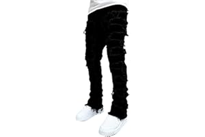 VIOYAVO Pantaloni di Jeans da Uomo Gamba Dritta Strappato Pantaloni Uomo Elegante Casual Pantaloni Slim Fit Strappato Skinny Blu Pantaloni Hip Hop Moda Uomo Taglie Forti