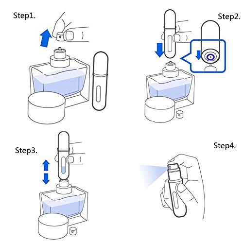 4 Stück Parfümzerstäuber Zerstäuber, Parfümzerstäuber Sprühflasche, CIDBEST® Reisen Portable Mini nachfüllbar Parfüm Zerstäuber, Beauty Zerstäuber ,Fashion Travel Perfume Spray Bottles , Leer Sprühflasche 5ml, Leicht nachfuellbar (Blau Gold Rot Pink) - 7