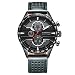 Produktbild Globenfeld Seal Grey Chronograph Sportuhr für Männer - Stahlgrau 3-funktionales analoges Display mit Stoppuhr und Tachometer - Echtes Lederband & kratzresistentes Glas - 5-jährige Platinumgarantie