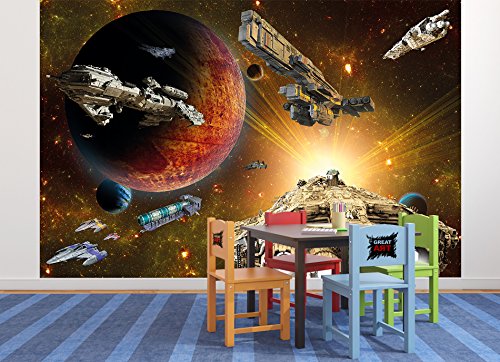 Fototapete Galaxy Adventure – Wandbild Dekoration Raumfahrt-Mission space-shuttle science-fiction Raumschiff Weltraum All Stern I Foto-Tapete Wandtapete Fotoposter Wanddeko by GREAT ART (336 x 238 cm) - 5