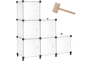 ‎AWTATOS AWTATOS Steckregal 6 Würfel Aufbewahrungssystem Kombiregale mit Türen Regal Würfel DIY Multifunktional Regalsystem Regal Modular Für Wohnzimmer, Schlafzimmer, Bad Durchsichtig Weiß ULPZ007