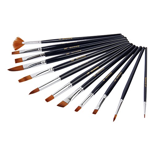12 Assorted Größe Künstler Malerei Pinsel Set Flachpinsel