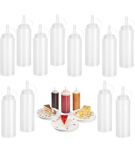 Bouteilles à Sauce Compressibles – Lot De 6, 360 Ml, Sans BPA, Pour Condiments, Peinture, Pâtisserie
