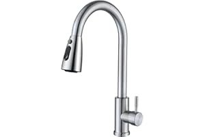 Cieex Wasserhahn Küche Ausziehbar, Hochdruck Küchenarmatur 360° Drehbar, Mischbatterie Spültischarmatur mit Brause 3 Modus, Herausziehbarer Armatur Küche (Edelstahl)