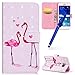 Produktbild MoreChioce kompatibel mit Samsung Galaxy S6 Edge Hülle,Bling Leder Hülle kompatibel Galaxy S6 Edge, 3D Brillianter Klappbar Stand Flip Case Schön Flamingo Muster Handytasche Brieftasche