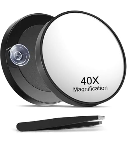 Specchio Ingranditore 30x Con Ventosa E Pinzette - Per Trucco E Cura Viso