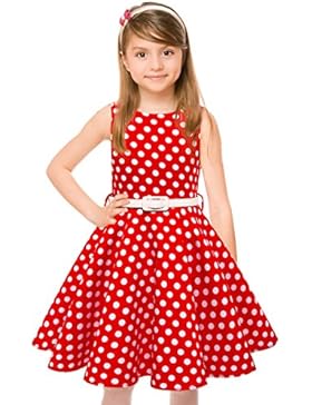 Maedchen 1950er Vintage Retro Baumwolle Kleid Hepburn Stil Kleid Blumen Kleid Tupfen Kleid