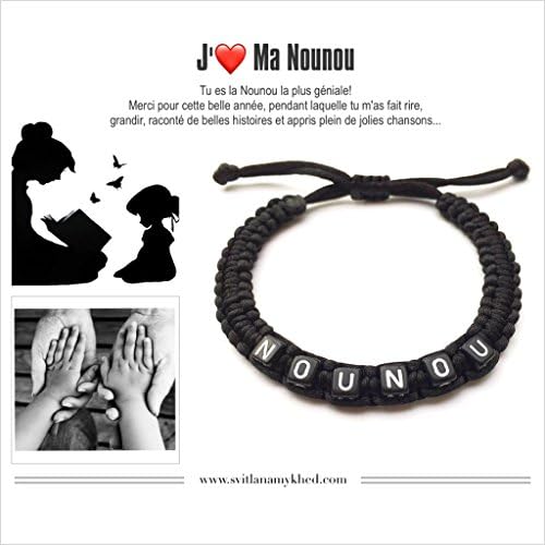 Bracelet name surname initial message "NOUNOU (French) - NANNY" (reversible, customizable) man, woman, child, baby, newborn