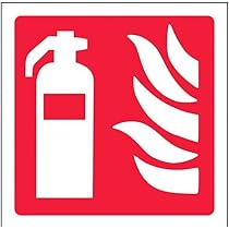 Vsafety Cartello Estintore Glow In Dark 100x100 Mm, Plastica 1mm, Rosso, Norme EN ISO 7010 - 4