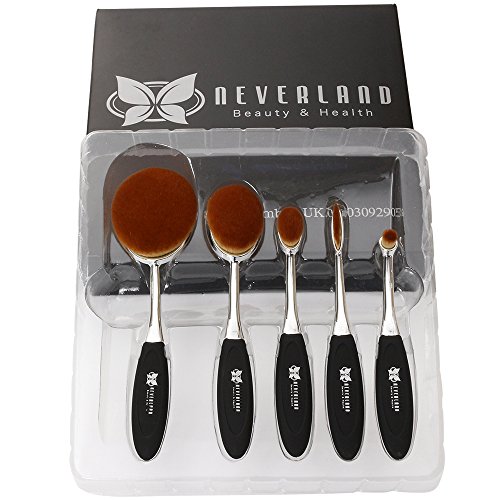 Neverland 5pcs Pro Foundation Brush Set Powder Blusher Toothbrush Curve Cosmetic Makeup Tool