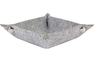Oblique Unique® Felt Bowl with Press Studs as Key Tray for Small Change Smartphone DIY Decorative Bowl Box – Choice of Colours (Light Grey)