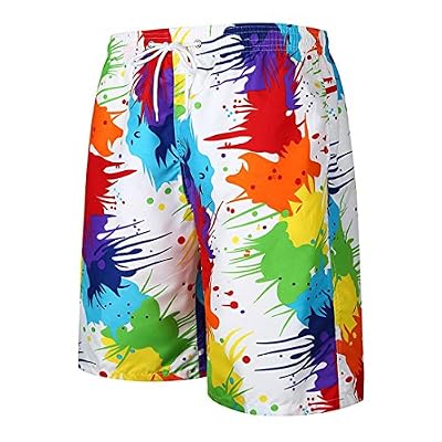 OVERDOSE Short Slim D'ensemble à Imprimé fleurs,OverDose Été Homme Hawaïen Style Bermudas Cordon de Serrage Trousers de Plage Casual Pantalons (M, Style-E)