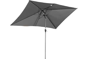 Angel Living 200 x 300 cm Sonnenschirm Rechteckig Marktschirm Gartenschirm Terrassenschirm aus Aluminium mit Kurbel und Neigung für Gartenterrasse,mit UV-Schutz 40+ Grau