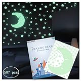 Tenga dulces sueños：La luz fluorescente destellará cuando apague la luz. Las calcomanías brillantes de estrella para pared crean un ambiente relajado y agradable, ayudará a los niños a dormir y a que no le teman a la oscuridad.