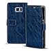 Produktbild Conie PU Lederhülle kompatibel mit Samsung Galaxy Note 7, Blaue Klapptasche im Vintage Design Etui Hülle mit Kartenfächer