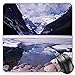 Produktbild BGLKCS Winter Mauspads Mouse Pad, Lake Louise Alberta Canada Tourist Attraction Mountains Travel Theme, Standard Size Rectangle Non-Slip Rubber Mousepad, Dark Purple Lavender White