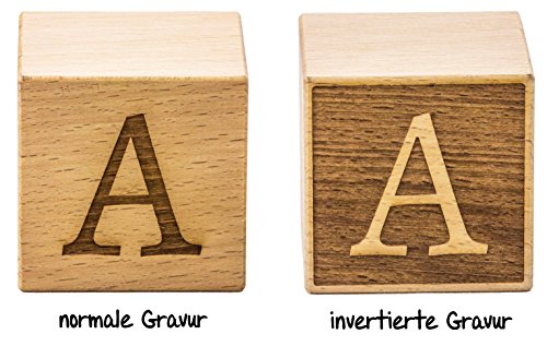 Namenswürfel / Babywürfel aus Buche mit Gravur 4 oder 6 cm Kantenlänge – Geschenk zur Geburt / Taufe (Preis pro Würfel) - 4