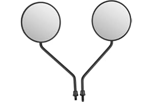 Motorcycle Rearview Mirror,KIMISS 2Pcs 8mm/0.3in Universal Motorcycle Mirrors, Round Rearview Mirrors ABS Shell Metal Rod Motorcycle Reverse Mirror for Motorcycle Electric Bicycle Scooter