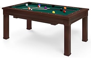 Automaten Hoffmann Billardtisch Dolce Vita Walnuss | 5ft o. 6.5ft | Umfunktionierbar zum Esstisch | 18 mm Spielfeld aus Präzisionsverbundstoff, High-Speed Billardtuch | 132 – 150 kg