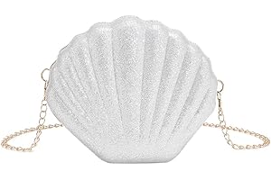 HuaMuDM Damen Muschel Tasche,Muschel Abendtasche,Pailletten Kettentasche Mädchen,Geburtstag Geschenk,Meerjungfrau Karneval Kostüm Accessoires