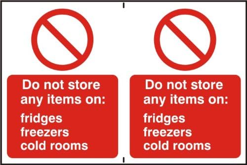 Spectrum Industrial 0653 "Do Not Store Any Items On Fridges, Freezes, Cold Rooms" Self Adhesive PVC Sign, Multi-Colour, 300 x 200 mm
