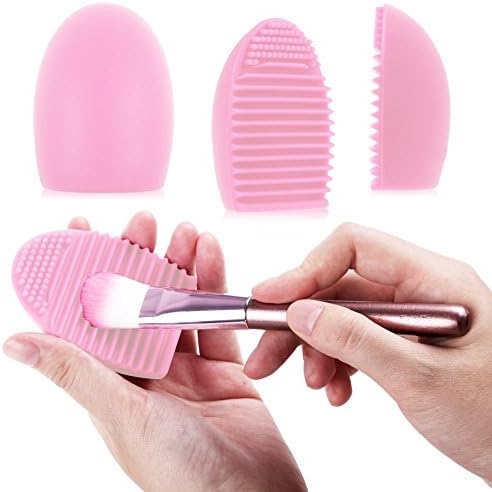 makeup brush cleaner cosmetic cleaning silicon foundation tool glove (Rose)
