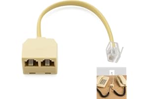 Huybaa Biforcatore per Telefono RJ11 con Cavo 16cm, Splitter per Telefono, Maschio a doppio RJ11, Adattatore 6P4C/6P2C