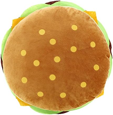 Watermelonbreeze Realistic 3D Fast Food Hamburger Pattern Pillow Sofa Cushion Plush Toy Burger Shaped Throw Pillow Doll