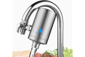 HAHN Technology Filtro de grifo de acero inoxidable premium, carbón activado Plus para agua limpia, sin plástico y fácil de instalar