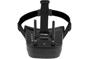 Tonysa Lunette FPV, Lunette de Casque, 5.8Ghz Mini FPV Goggles 3" 40CH FPV Lunette de Casque Vidéo avec Batterie Intégrée, Écran LCD 480 * 320 avec 2 Antenne RP-SMA pour FPV Racing Drone Quadcopters