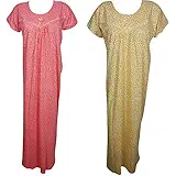 Indiatrendzs Women’s Hosiery Cotton Nighty Floral Printed Maxi Nightgown 2pc Combo Set (Sinker Cotton Fabric)(Chest 44)