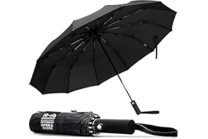TANNESS Windproof Umbrella – 10-Rib Waterproof & Compact Umbrella with Automatic Open/Close Function and Ergonomic Handle – Folding Mini Umbrella - Strong Umbrellas for Wind and Rain