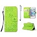 Produktbild MUTOUREN Samsung Galaxy S5 Solide Grau Drucken(Schmetterling Blumen) Bookstyle PU Ledercase Tasche Hüllen Brieftasche Schutzhülle Scratch Magnetverschluss Telefon-Kasten Kratzfeste Anti-scratch Handyhülle Standfunktion Handycover Grün + 1x Kapazitive Feder