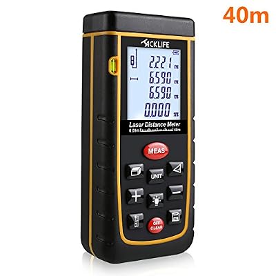 Tacklife Télémètre Laser Numérique 40m Avancé avec LCD Rétro-éclairage Metre Laser Calcule Distance Surface Volume pour Bricolage avec 2 Piles et Sac de Protection
