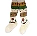 Baby Stockings with Stripe Design Squirrels - Ecru, 0-3 months