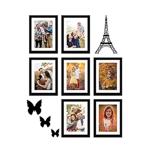 Amazon Brand - Solimo Set of 7 Photo Frames (6 X 8 Inch - 7) With Mount Paper & 3 Butterfly &b1 Eiffel Tower Plaque