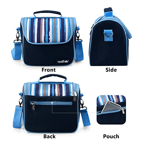 DCCN Outdoor Kühltasche Isolierte Mittagessen Tasche Kleine Wickeltasche mit 2 Abnehmbaren Netztaschen und Schultergurt - 2
