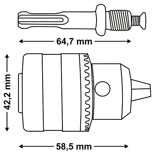 Zahnkranzbohrfutter 1,5 – 13 mm Bohrfutter mit Schlüssel und SDS Plus Adapter - 5