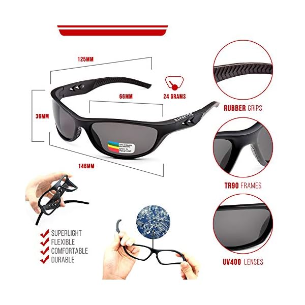 €24.00 ZILLERATE Occhiali da Sole Sportivi Polarizzati Protezione UV,  Montatura in Leggera e Infrangibile – Ciclismo… - bikewebshop.it